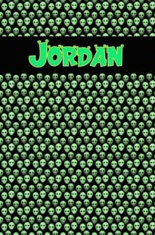 Cover of 120 Page Handwriting Practice Book with Green Alien Cover Jordan