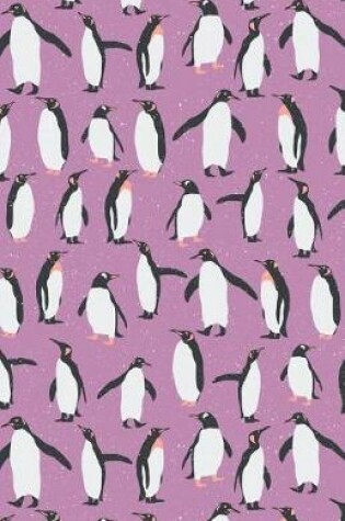 Cover of Journal Notebook Penguins in Snow Winter Pattern - Mauve