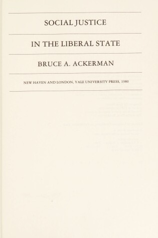 Cover of Social Justice in the Liberal State