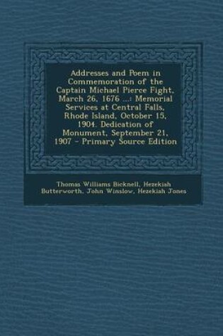 Cover of Addresses and Poem in Commemoration of the Captain Michael Pierce Fight, March 26, 1676 ...