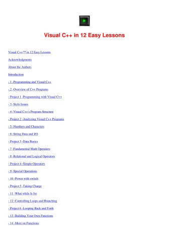Book cover for Visual C++ Programming in 12 Easy Lessons