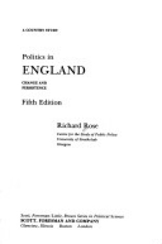 Cover of Politics in England