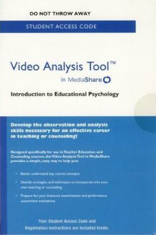 Cover of Video Analysis Tool for Introduction to Educational Psychology in MediaShare Standalone Access Card