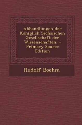 Cover of Abhandlungen Der Koniglich Sachsischen Gesellschaft Der Wissenschaften. - Primary Source Edition