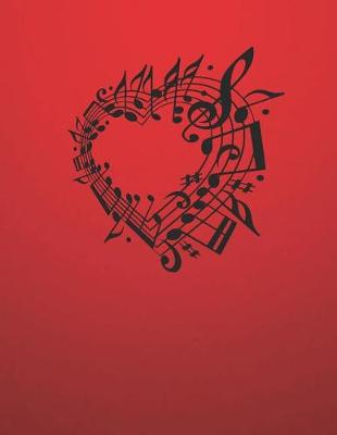 Book cover for Music Notes in Shape of a Heart Design Journal Notebook