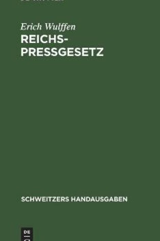 Cover of Reichs-Pressgesetz