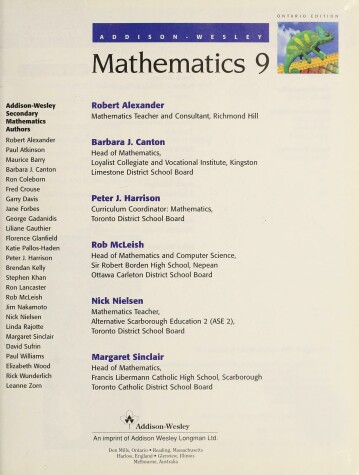 Book cover for Aw Maths 9 Ont SE Ph Canada