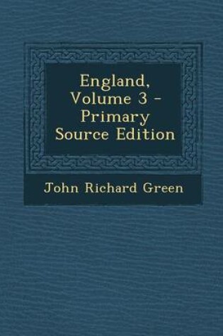 Cover of England, Volume 3 - Primary Source Edition