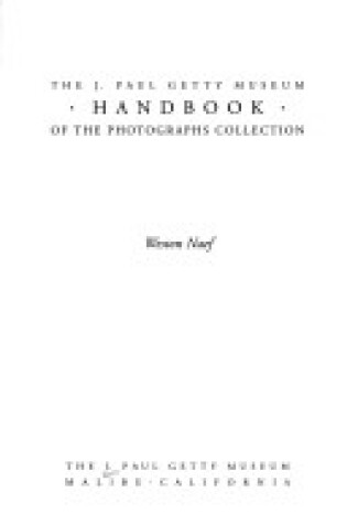 Cover of J.Paul Getty Museum Handbook of the Photographs Collection