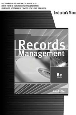 Cover of Inst Manual,Records Management