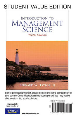 Book cover for Student Value Edition for Introduction to Management Science