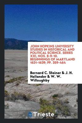 Book cover for Beginnings of Maryland, 1631-1639