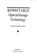 Cover of Rewritable Optical Storage Technology