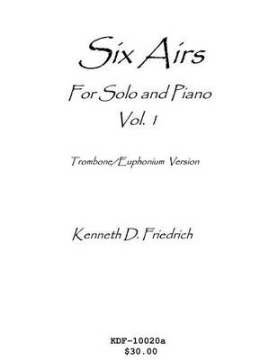 Book cover for Six Airs for Solo and Piano, Vol. 1 - trombone/euphonium version