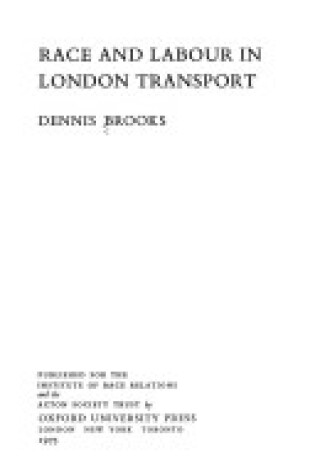 Cover of Race and Labour in London Transport