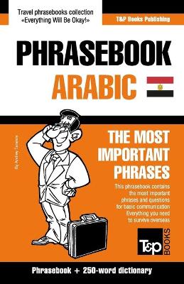 Book cover for English-Egyptian Arabic phrasebook and 250-word mini dictionary