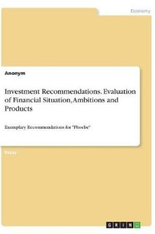 Cover of Investment Recommendations. Evaluation of Financial Situation, Ambitions and Products