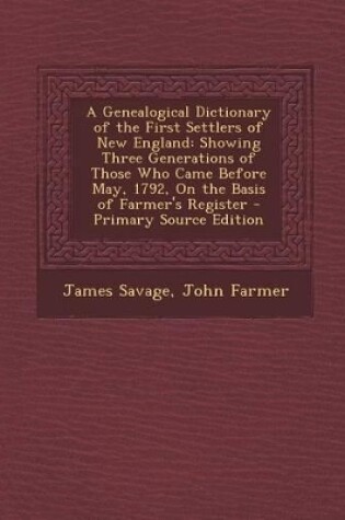 Cover of A Genealogical Dictionary of the First Settlers of New England