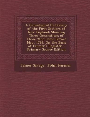 Book cover for A Genealogical Dictionary of the First Settlers of New England