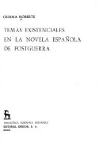 Cover of Temas Existenciales En La Novela Espaola de Postg