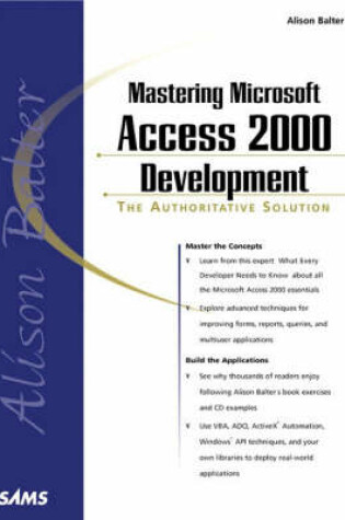 Cover of Alison Balter's Mastering Microsoft Access 2000 Development
