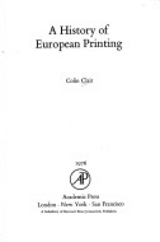 Cover of History of European Printing