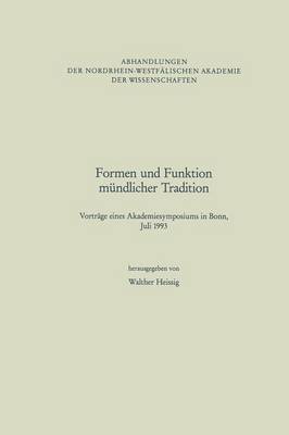 Book cover for Formen Und Funktion Mundlicher Tradition