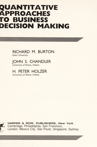 Cover of Quantitative Approaches to Business Decision Making