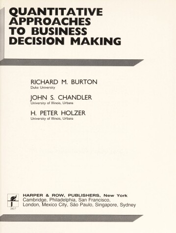 Book cover for Quantitative Approaches to Business Decision Making