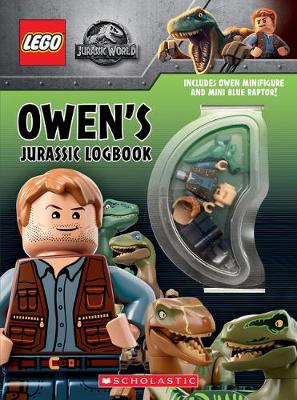 Book cover for Owen's Jurassic Logbook (wth Owen minifigure and mini Blue Raptor)