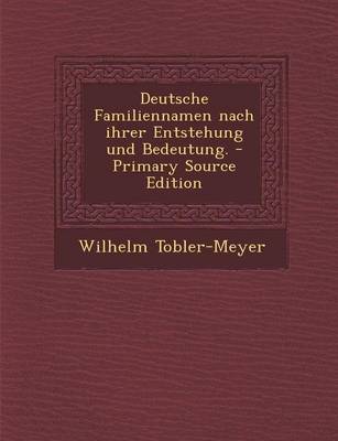 Book cover for Deutsche Familiennamen Nach Ihrer Entstehung Und Bedeutung.