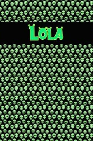 Cover of 120 Page Handwriting Practice Book with Green Alien Cover Lola