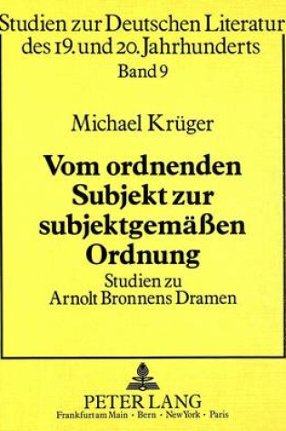 Cover of Vom Ordnenden Subjekt Zur Subjektgemaessen Ordnung