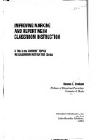 Cover of Improving Marking and Reporting in Classroom Instruction