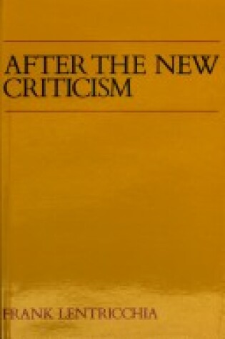 Cover of After the New Criticism