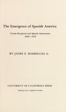 Book cover for Emergence of Spanish America