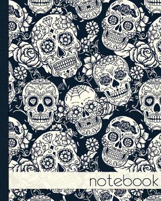 Book cover for Notebook. Black and White Sugar Skull
