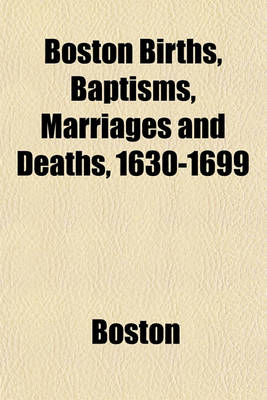 Book cover for Boston Births, Baptisms, Marriages and Deaths, 1630-1699 Volume 9