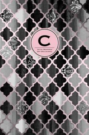 Cover of Initial C Monogram Journal - Dot Grid, Moroccan Black, White & Blush Pink