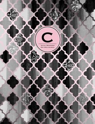 Book cover for Initial C Monogram Journal - Dot Grid, Moroccan Black, White & Blush Pink