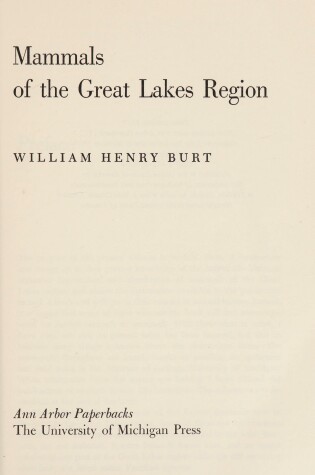 Cover of Mammals of Great Lakes Region Pb