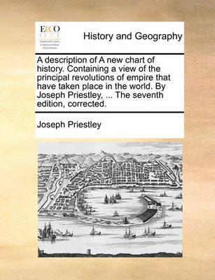 Book cover for A Description of a New Chart of History. Containing a View of the Principal Revolutions of Empire That Have Taken Place in the World. by Joseph Priestley, ... the Seventh Edition, Corrected.