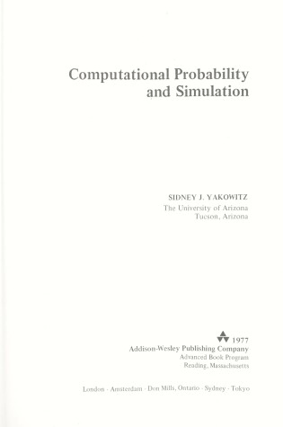 Cover of Computational Probability and Simulation