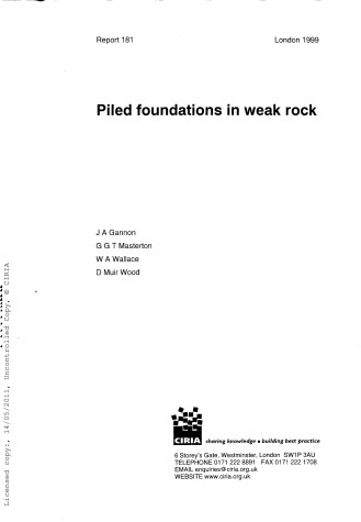 Book cover for Piled Foundations in Weak Rocks