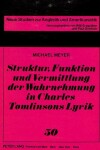 Book cover for Struktur, Funktion Und Vermittlung Der Wahrnehmung in Charles Tomlinsons Lyrik