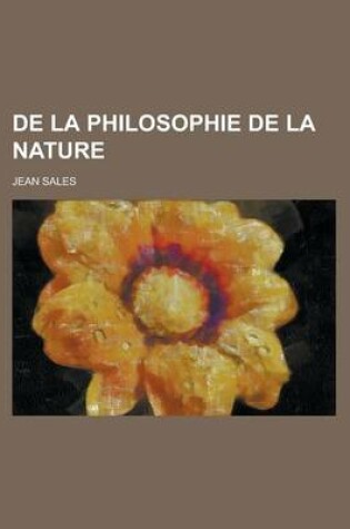 Cover of de La Philosophie de La Nature