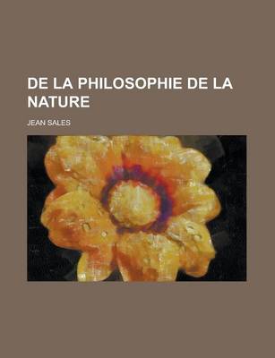 Book cover for de La Philosophie de La Nature