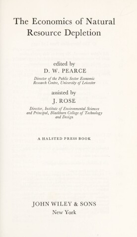 Book cover for Pearce: the Economics of Natural Resourc