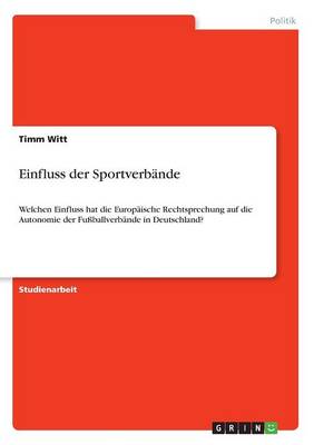 Book cover for Einfluss der Sportverbande