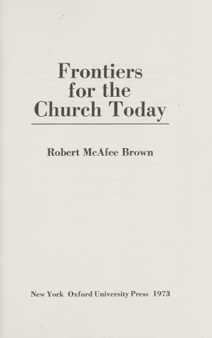 Book cover for Frontiers for the Church Today